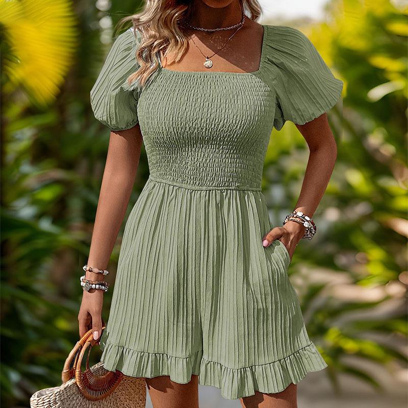 2025 European Summer Women's Square Neck Wide-Leg Jumpsuit