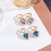 High-End Gold-Plated Gradient Ocean Heart Dangle Earrings - Popular Celebrity Style