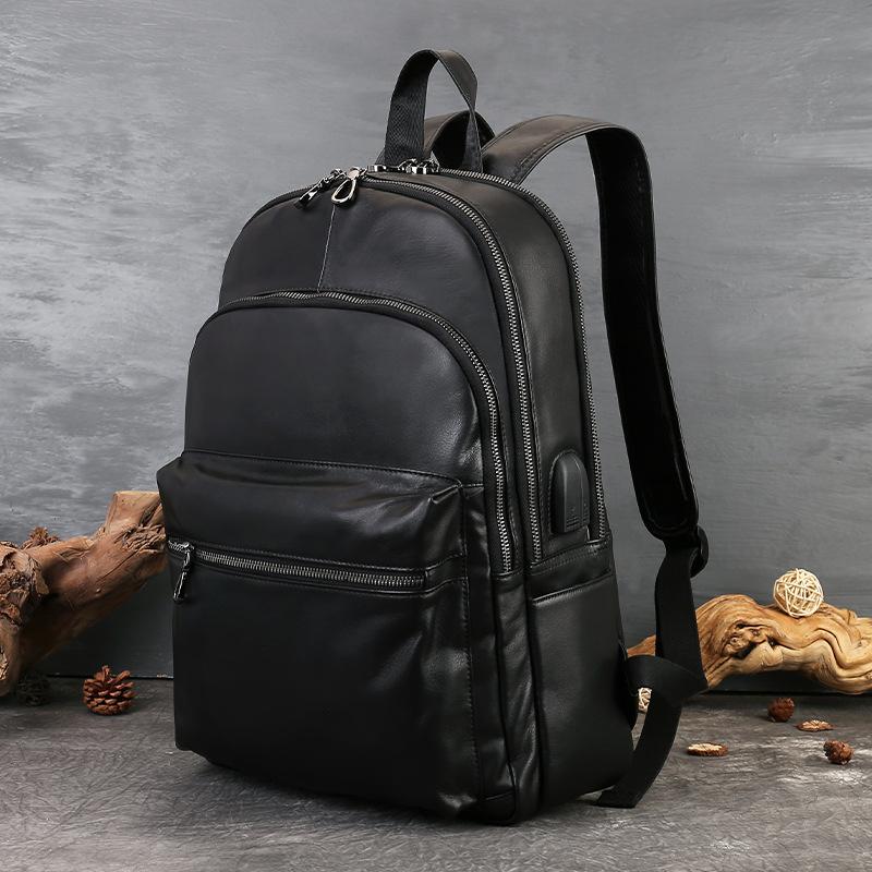 Genuine Leather Backpack: Fashionable, Versatile, High-end Travel Bag, Large Capacity, Simple and Soft Leather Women's Backpack