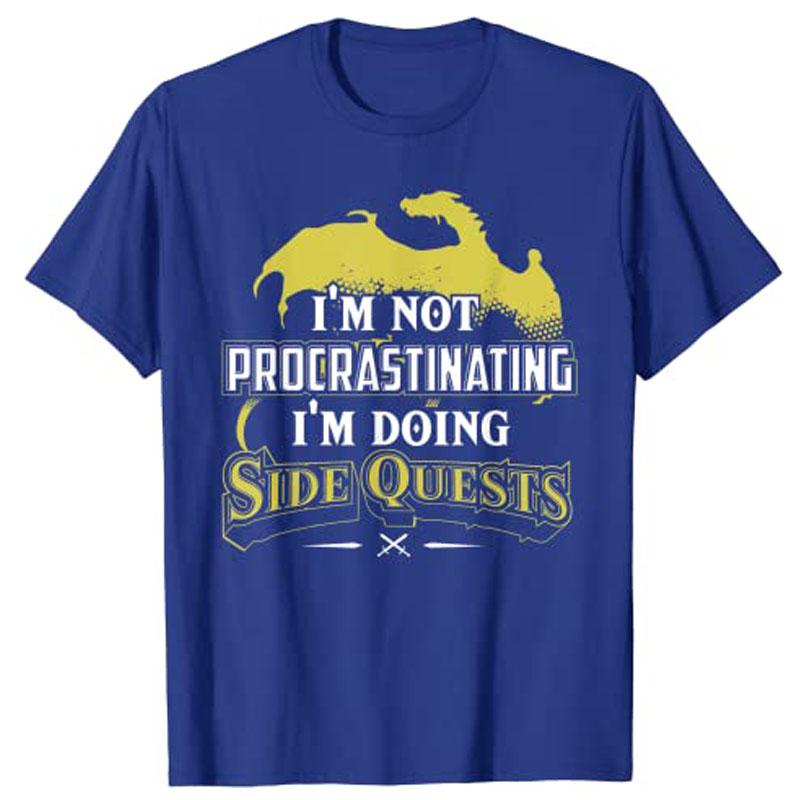 Im Not Procrastinating Im Doing Side Quests RPG Gamer TShirt Y2k Vindeo Game Graphic Saying Tee Novelty Gift Boys Fashion