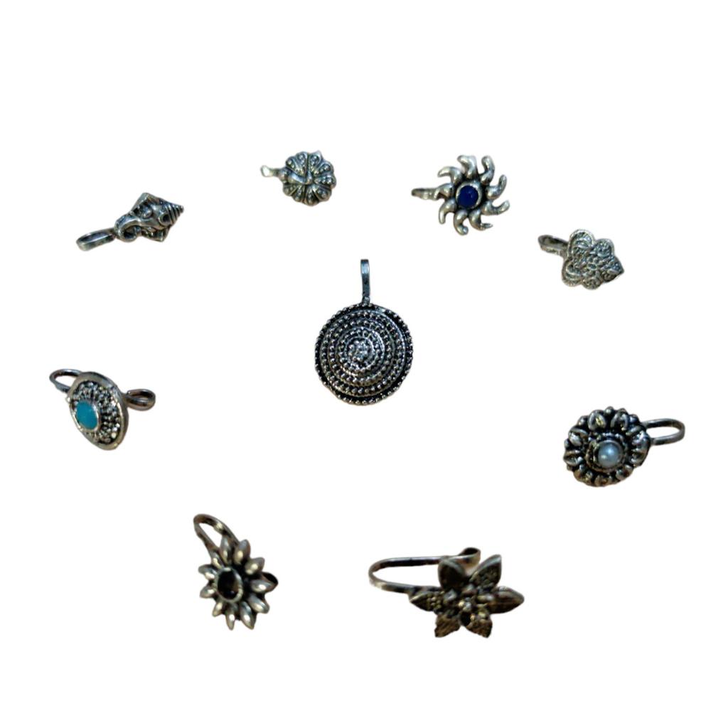 @ Beautiful Design Nose Pin Without Piercing For Women & Girl Set Of 9 UKR684_60%OFF