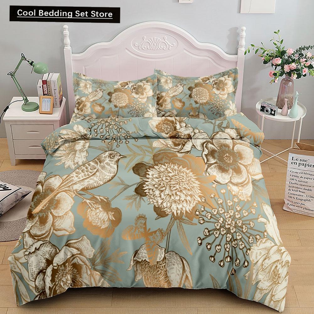 Cartoon Bird Print King Queen Duvet Cover Colorful Cute Pet Birds Bedding for Adult Fashion Animal 2/3pcs Polyester Quilt Cover