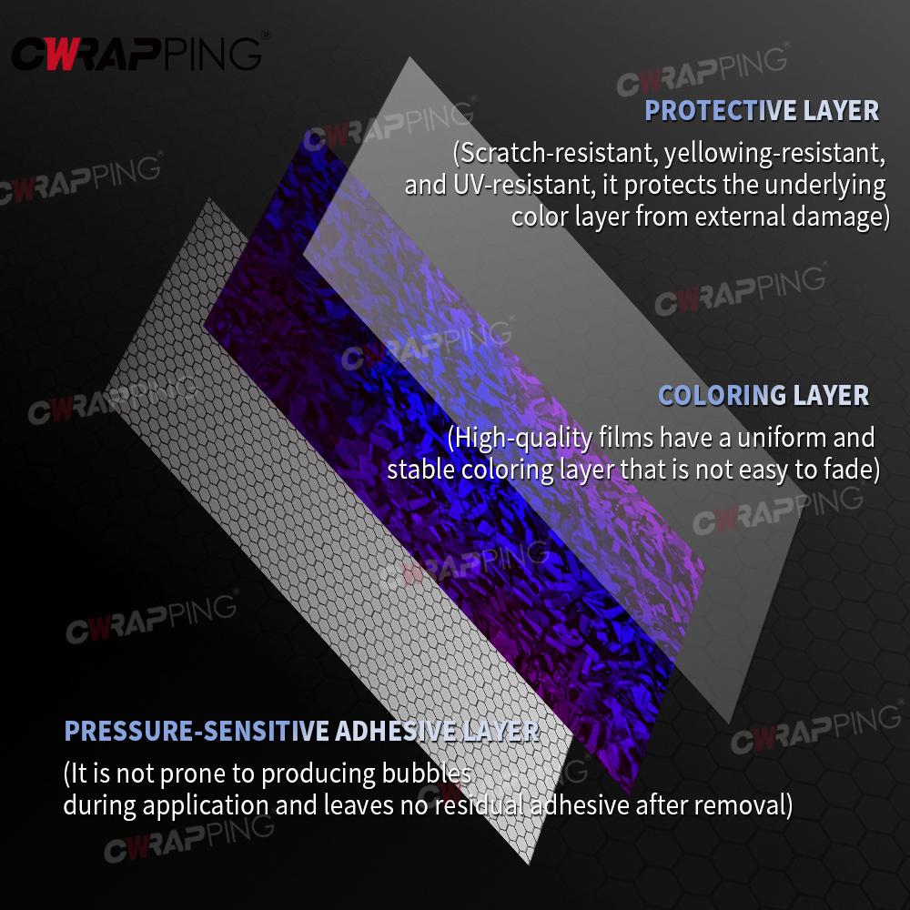 Laser Purple Carbon Fiber Vinyl Car Wrap Air Release Wrapping Foil Car Tuning Stickers Self-adhesive Film Body Covering Sticker
