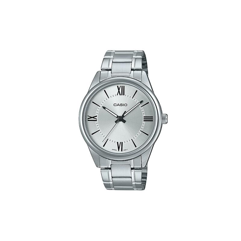 

Casio STANDARD series classic simple small round watch retro business fashion quartz movement stainless steel strap Japanese and Korean MTP-V005D-7B5 серебряный