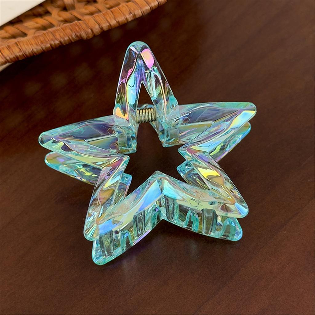 1Pc Crystal Candy Colored Hair Clip Dazzling Hollowed Out Five Pointed Star Hair Claw Stylish Elegant Acrylic Barrettes For Women Girls