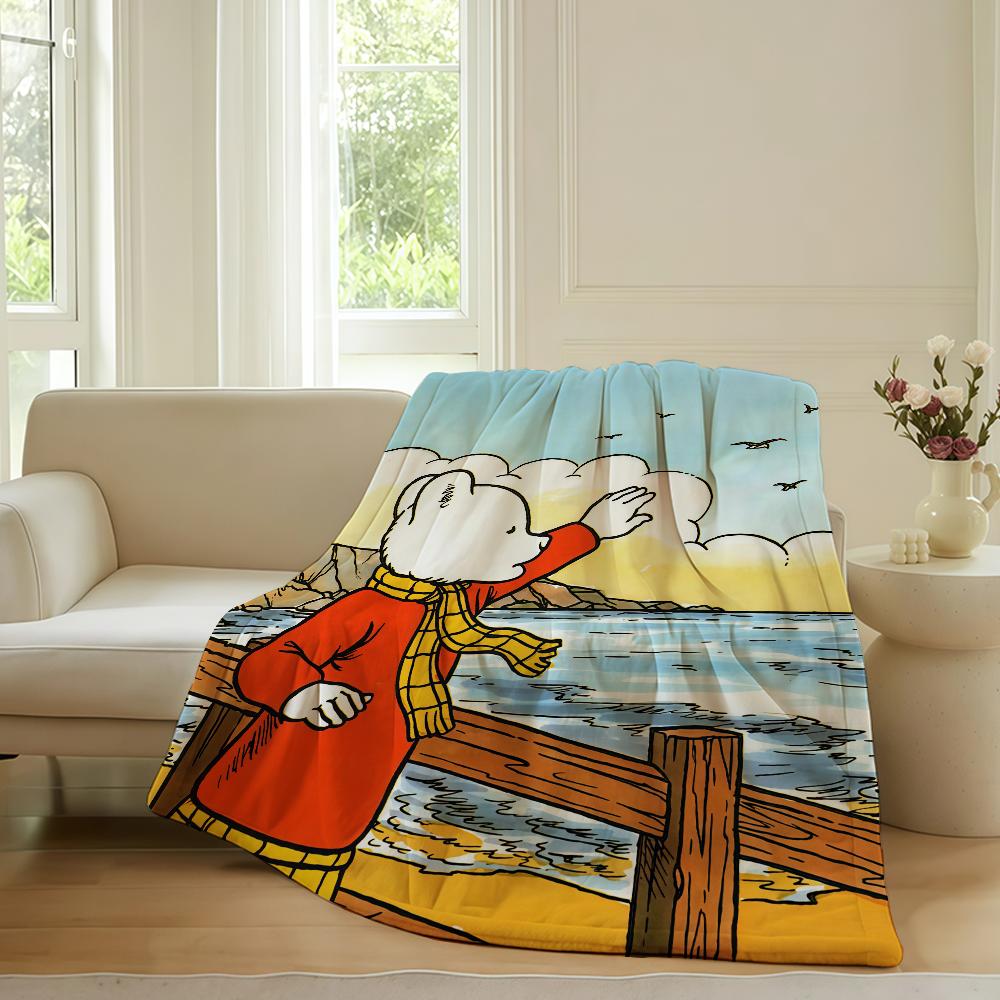 

Cartoon cute R Rupert B Bear Blanket For Sofa Office Bed Plane Travel Sleep Read Relax Camping Soft And Warm 75x90cm