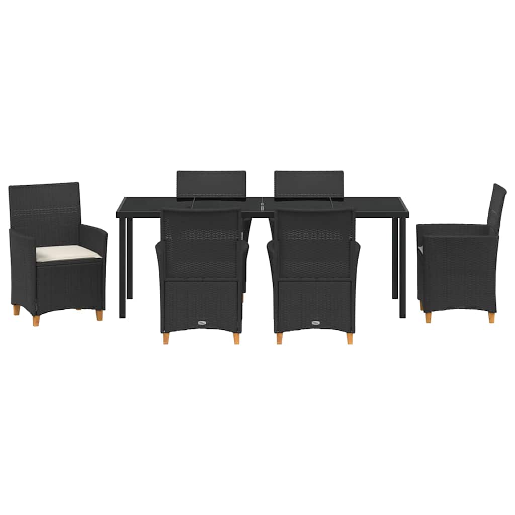 Garden Dining Set 7 pcs Black Poly Rattan