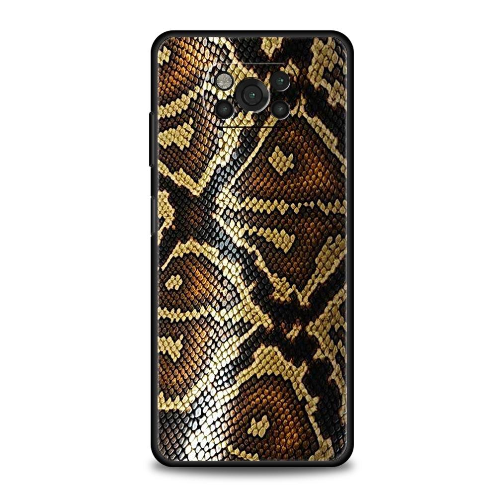 Pretty Luxury Snake Skin Phone Case For For Xiaomi Poco X6 X5 Pro X4 X3 NFC F5 Pro F4 F3 GT M5 M4 Pro 5G M3 C51 C50 C55 Cover