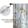 2pcs Holiday Christmas Curtains – Gold Reindeer and Ornament Design   Light-Filtering for Living Room and Bedroom