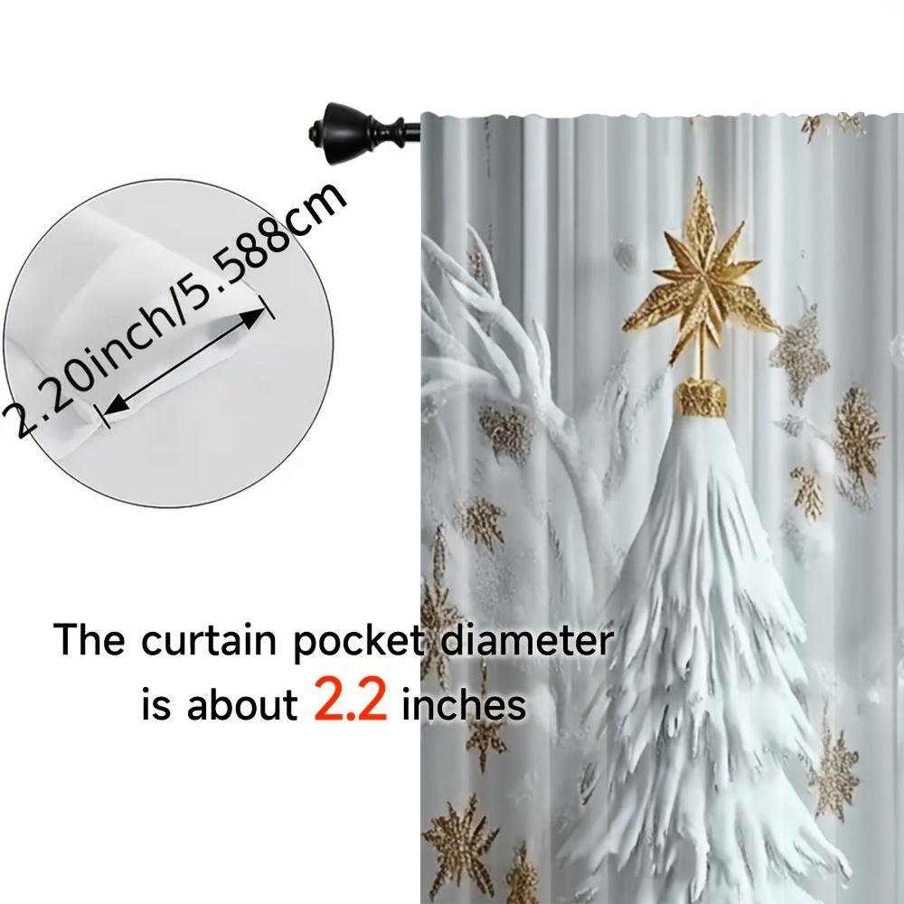 2pcs Holiday Christmas Curtains – Gold Reindeer and Ornament Design   Light-Filtering for Living Room and Bedroom