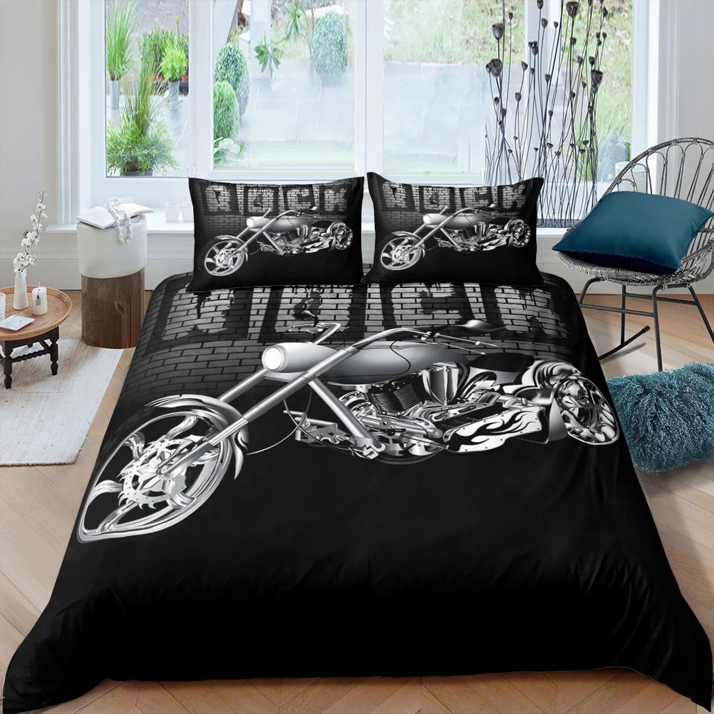 Popular Bedroom Bedding Set For Men Super Cool Motorcycle Tractor Bedding Set Luxury 100% Polyester Bed Cover Sets Pillowcases