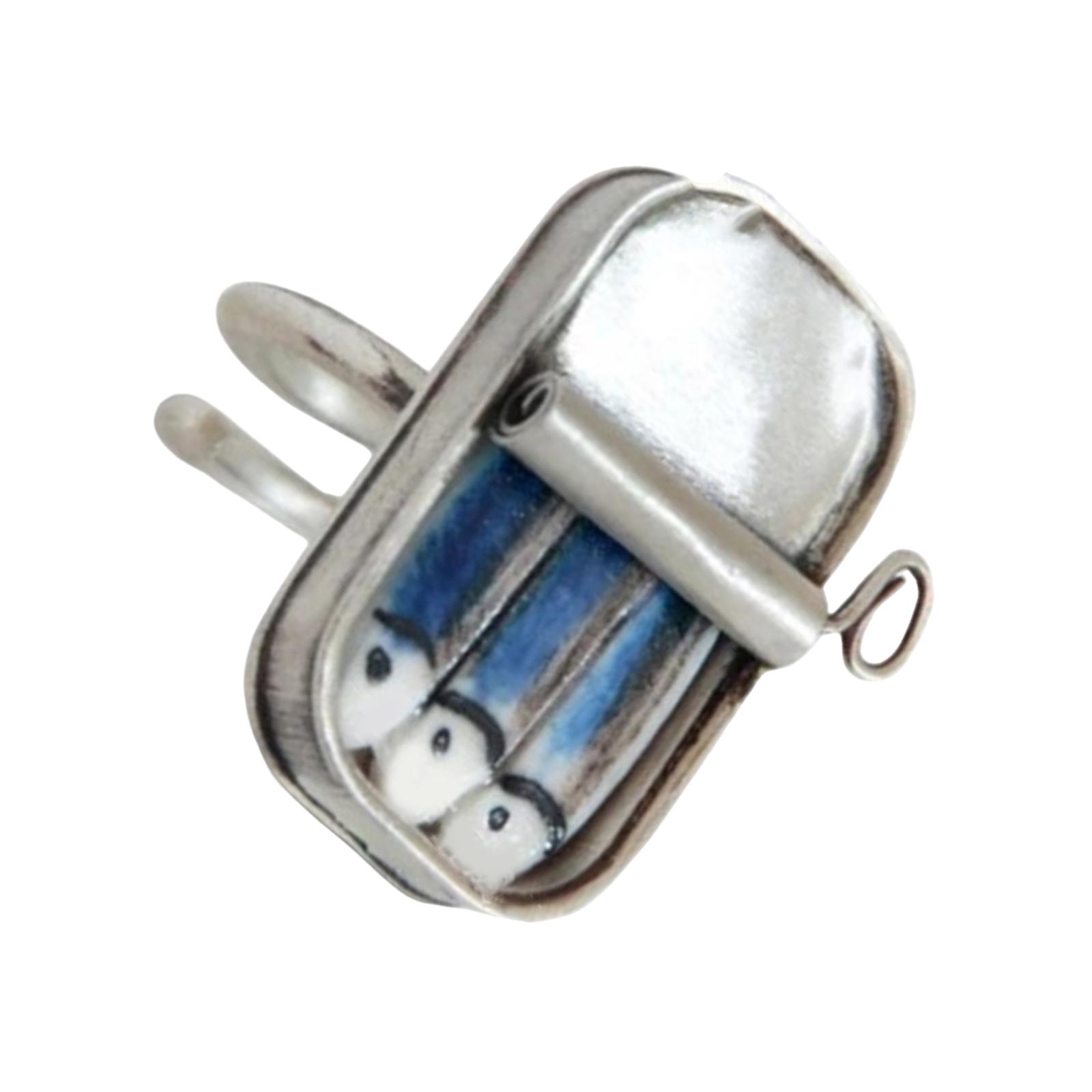 

Quirky Sardine Can Styles Rings Craft from Sturdy Alloy Materials Accessory for Adding Humorous To Any Outfits