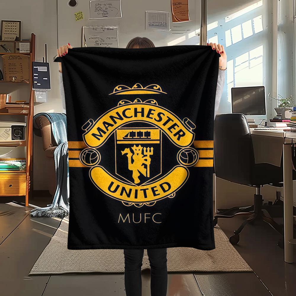 Koc Flanelowy z Nadrukiem Man Utd, Wysokiej jakości, Wygodny na Wszystkie Pory Roku, Wystrój Domu, Ciepło i Komfort