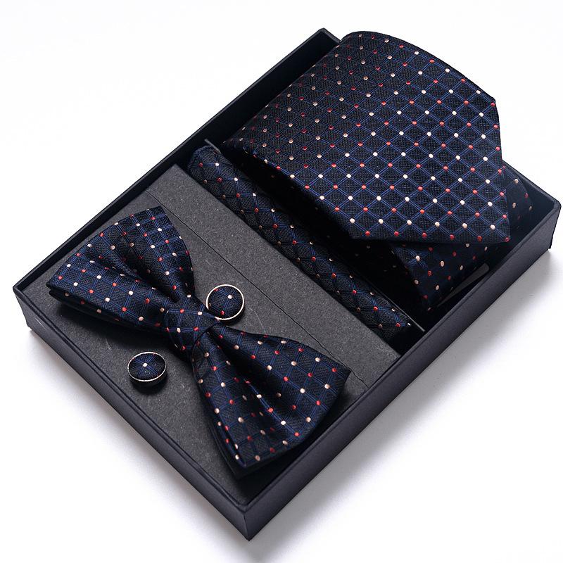Men'S Business Dress Party Tie Gift Box Fashion Tie Square Scarf Combination Set Tie Bow Tie Set