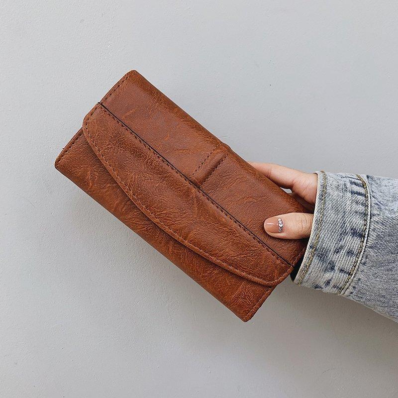 

fashionable new Korean version wallet, women s long three-fold clutch , changebag коричневий