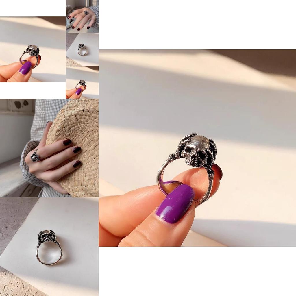 Schicker Unregelmäßiger Totenkopfring Für Damen Kupfer Geometrisch Mode Statement Stück