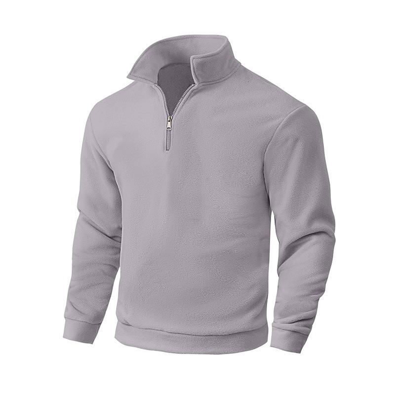 Men Half Zip Stand Collar Solid Color Long Sleeve Pullover Casual Sweatshirt Outdoor Outerwear