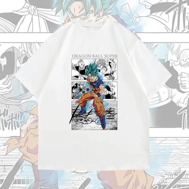 Dragon Ball Super Saiyan Goku Anime Herr Dam Sommar T-shirt Harajuku Retro Kortärmad Överdimensionerad Lös Casual Bekväm Y2k Topp