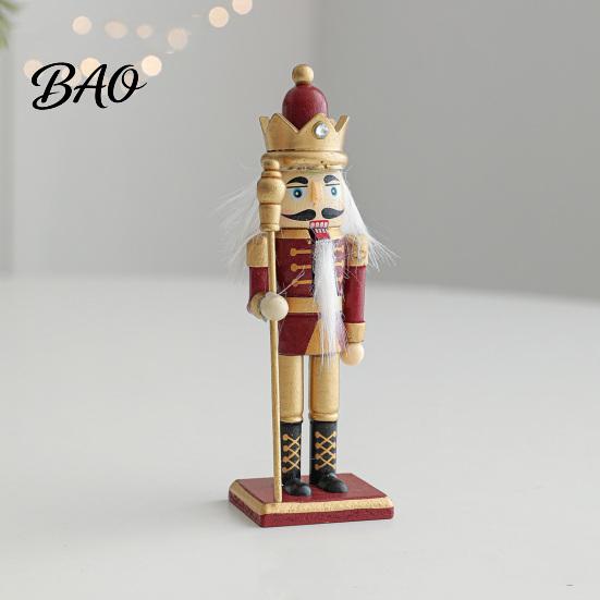 Solid Wood Holiday Gift Wooden Nutcracker Soldier Figurine, Handcrafted Christmas Tabletop Ornament Handmade Festive for Desk And Bookshelf