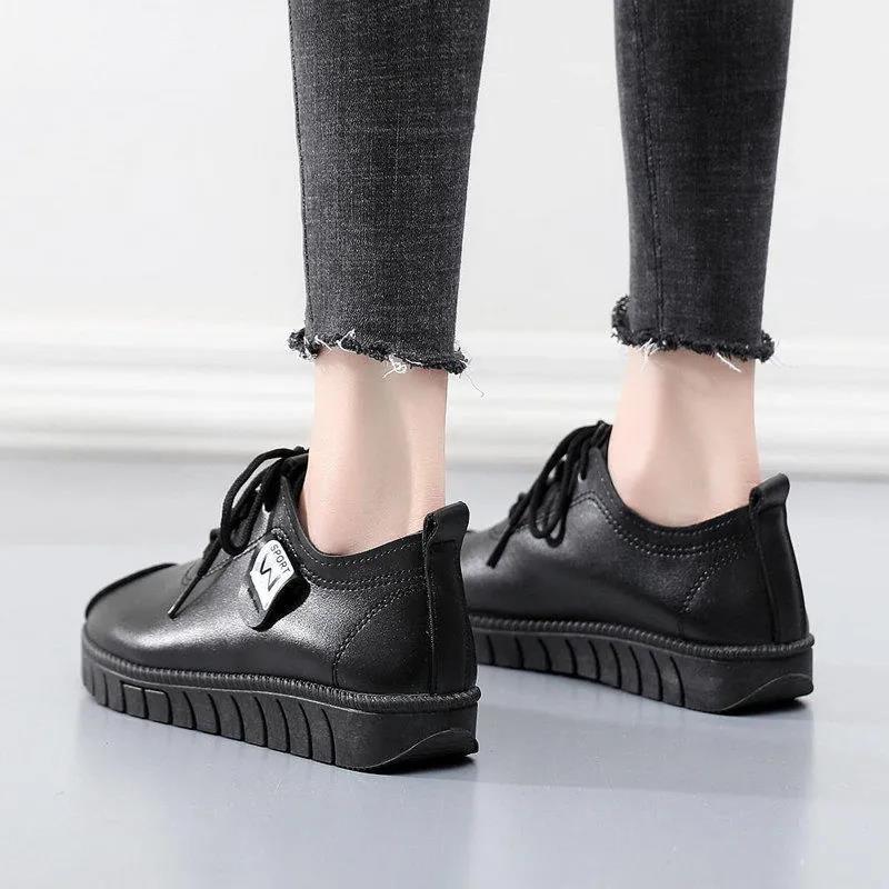 Kvinner Leiligheter Mote Kvinner Skinnsko Plus Size Damesko Uformell Slip On Nurse Dame Loafers