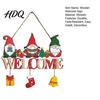 Cartoon Gnome Wall Art Christmas Wooden Welcome Hanging Sign Elf Decor with Gift Bell Door Sign Charms Rustic Farmhouse Ornament for Indoor Outdoor