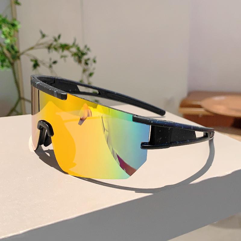 

Большие мужские солнцезащитные очки с круглым зеркалом, для езды на велосипеде, с защитой от ультрафиолета, модные ветрозащитные защитные очки для вождения