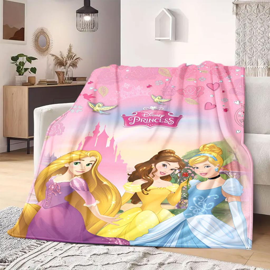 princess Home Decor Flannel Blanket Print Cartoon for Sofas Beds Bedrooms Chairs Travel Picnics Gift