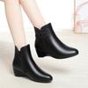 New Autumn Winter Warm Short Boots Women Black Solid Ankle Boots For Heel Zip Point Toe Fleece Wedge Mother Cotton Shoes