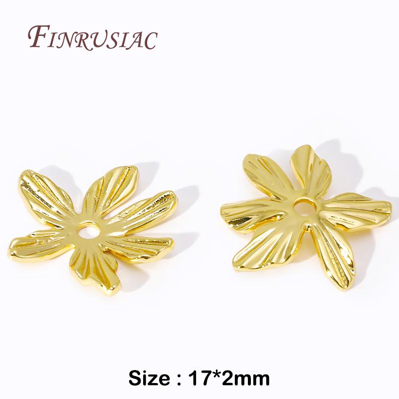 End Caps For Jewelry 18K Gold Plated Brass Flower Caps Beads Caps DIY Jewelry Making Supplies Earrings Accessories For Women