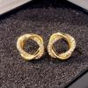 Twisted Knot Stud Earrings for Women Sparkly Interlocking Circle Earrings Minimalist Daily Fashion Jewelry
