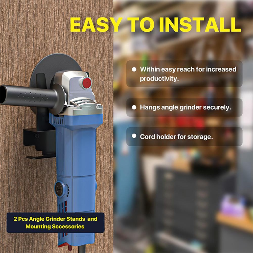 2Pcs Angle Grinder Holder Polisher Holder Storage Rack Wall Mounted Bracket for Homes Shops Workbenches Hand Sander Tool
