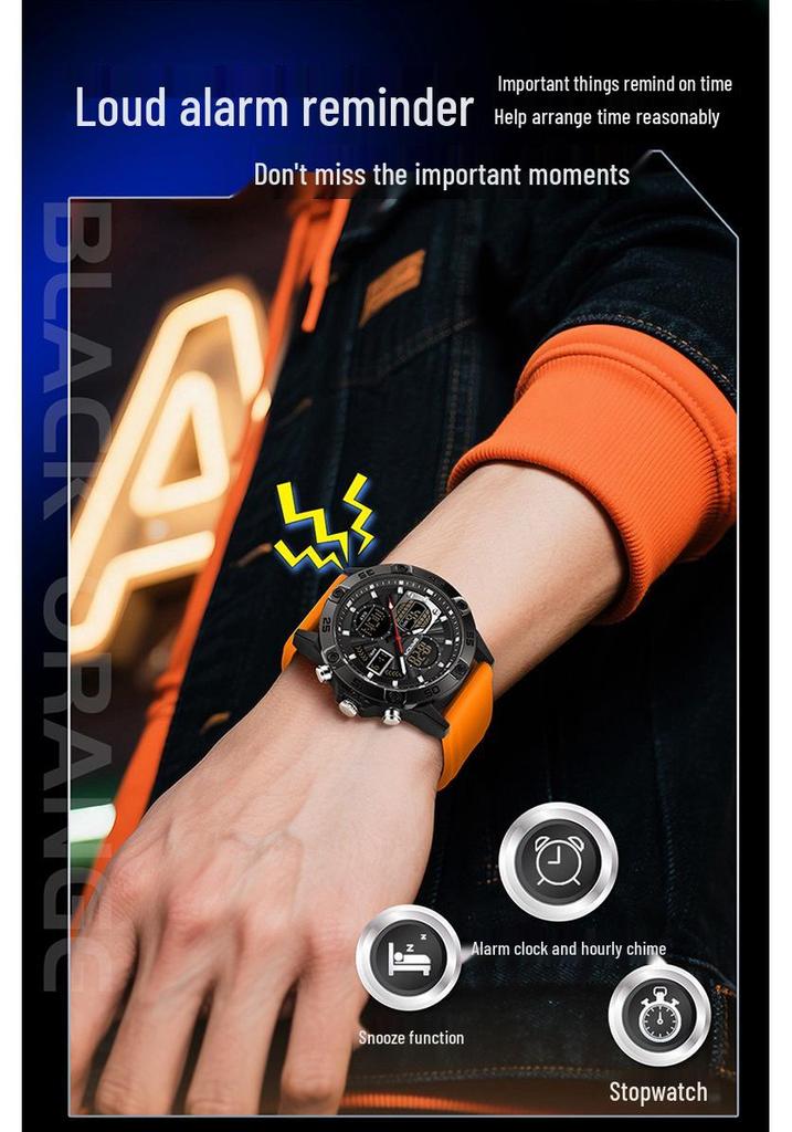 SANDA 3D Multifunction Sports Watch – 3 Time Zones, Waterproof, Student Wristwatch