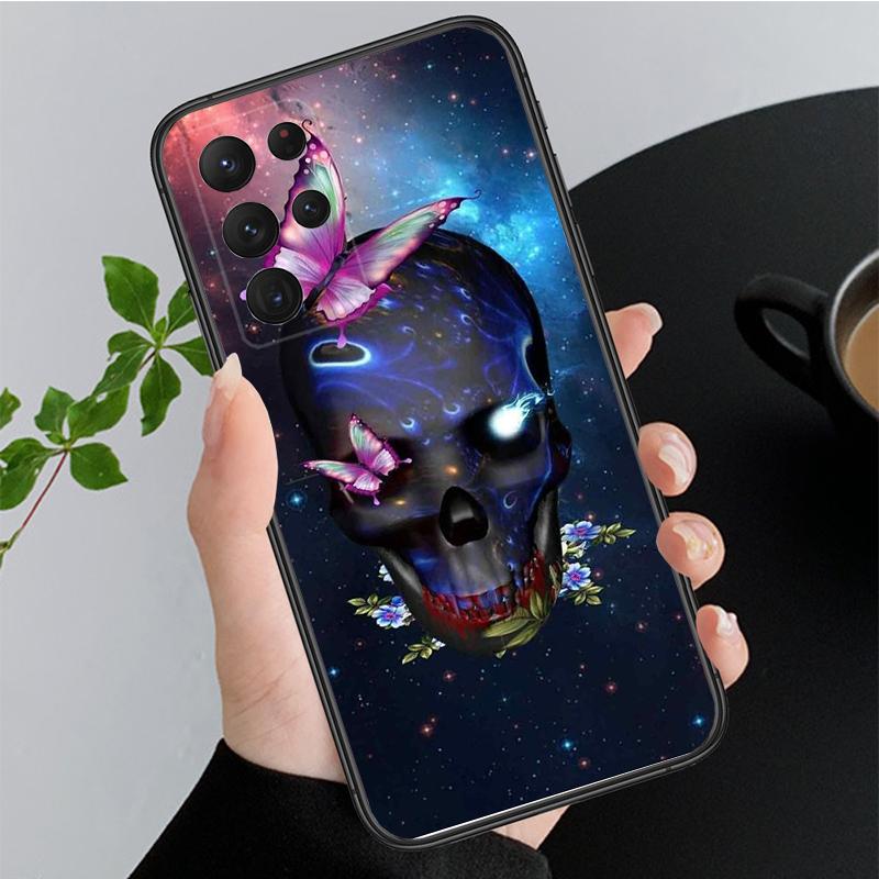 Phone Case for Samsung Galaxy A35 A55 A54 A15 A25 A05s A05 A22 A24 A52 A33 A34 M34 M14 M54 M23 Skull Rose Butterfly Case Funda