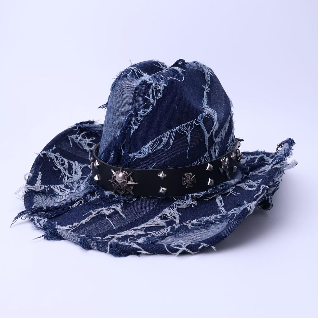 Mountaineering Top Hat Western Cowboy Hat Vintage Retro Ripped One-Word Jazz Hat