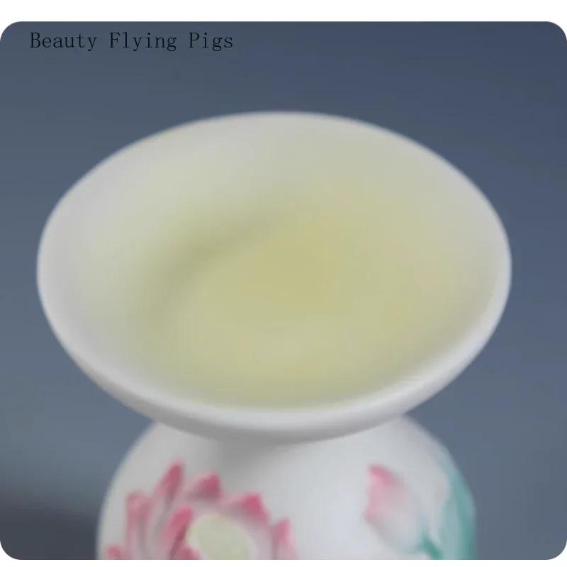 1 buc suport ceramic de lumânare de casă pictat manual, lampă cu unt, suport de lampă lotus, ornament feng shui, accesorii de decorare a camerei