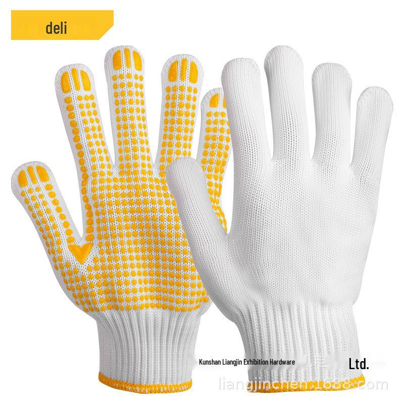 Deli Tools PVC Beaded Gloves DL521021 - Wear-Resistant Polyester Work Gloves for Labor Protection On Construction Sites