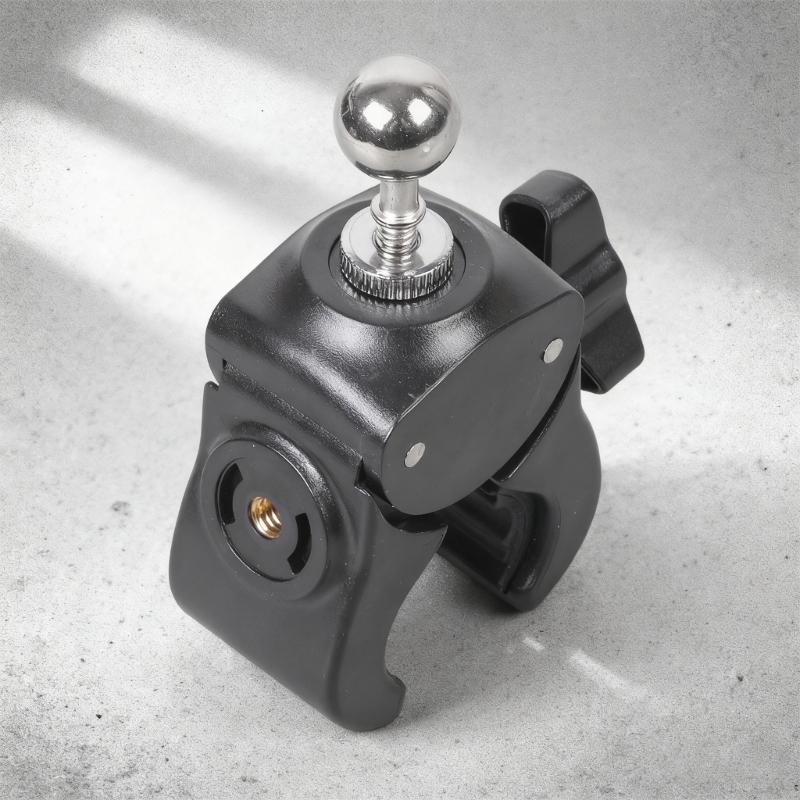 Heavy Duty Clamp Mount for Double Socket Arm Action Camera Bracket with 17.4mm Ball Head for Gadget Extension Arm