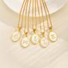 Stainless Steel Oval White Shell Letter A-Z Initial Pendant for Women,Gold Plated 26 Letters Necklaces,Trendy Jewelry Gift
