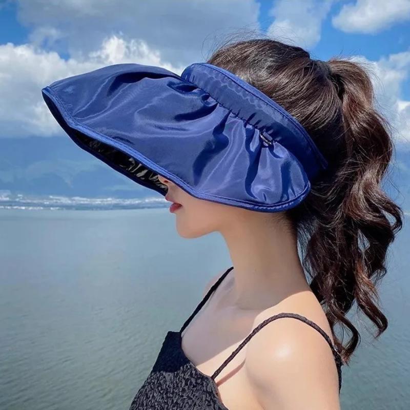 Upf50+ Sun Visor Hat Dual-Use Full Face Sun Protection Foldable Headband For Beach Hiking Outdoor Summer Hats For Women