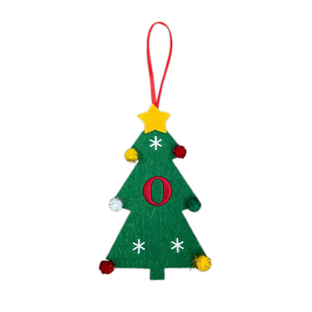 Christmas Tree Pendant Ornament with Lanyard 26 Letter Design Felt Fabric Holiday Xmas Tree Hanging Decoration