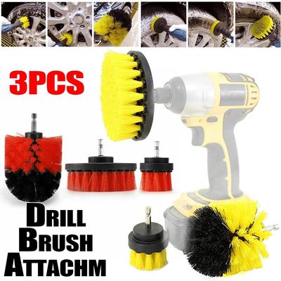 3 Stück Bohrbürstenaufsatz-Set für Badezimmer, Küche, Fliesen, Fugen, Kraftschrubber, Reiniger, Drehwanne, Dusche, Wandreinigung, Teppich