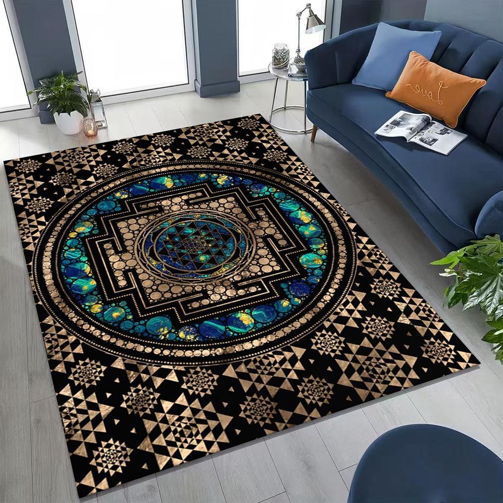 2026 Regenbogen Mandala Blume Chakren Yoga Bohemia Kunst Teppich für Schlafzimmer Wohnzimmer Sofa Zuhause Fußmatte Dekor, Kinder rutschfeste Bodenmatte