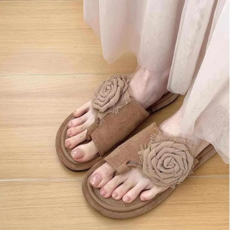 Fashion Flower Women Slippers  Flats Shoes Bohemian Beach Sandals Summer 2025 Trend Woman Casual Dress Flip Flops Mujer Slides Shoes