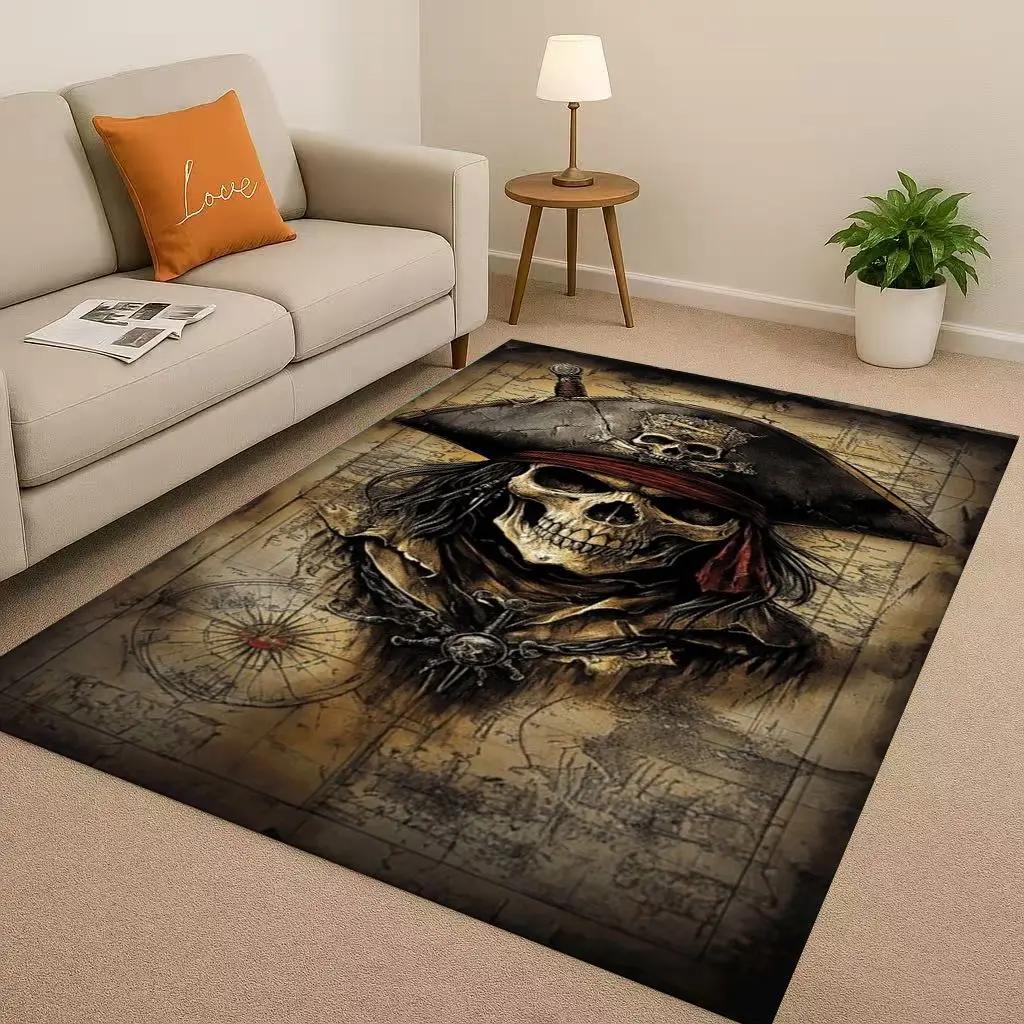 3D Pirates of The Caribbean Jack Johnny Depp Christmas Living Room Non-Slip Area Rug Carpet for Bedroom Sofa,Home Doormat