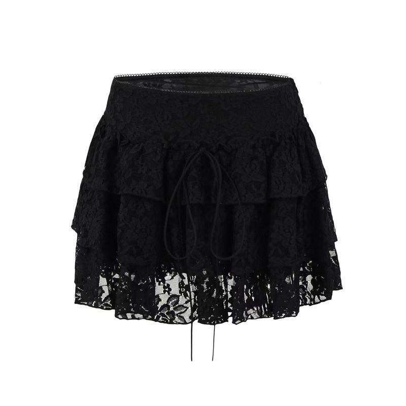 

Sweet Desire Ballet Leg Essence Mini Skirt Three Pure Desire Girly Style Lace Layer Cake Skirt A Word Skirt Culottes Black (lined) L