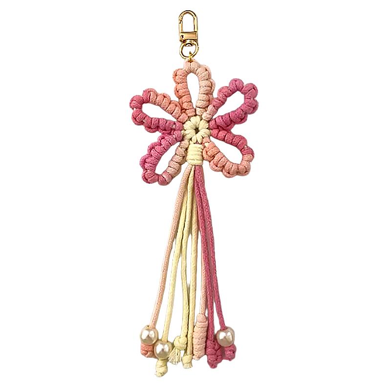 Explosive exquisite handmade woven flower tassel bag pendant with rustic style and creative car keychain pendant