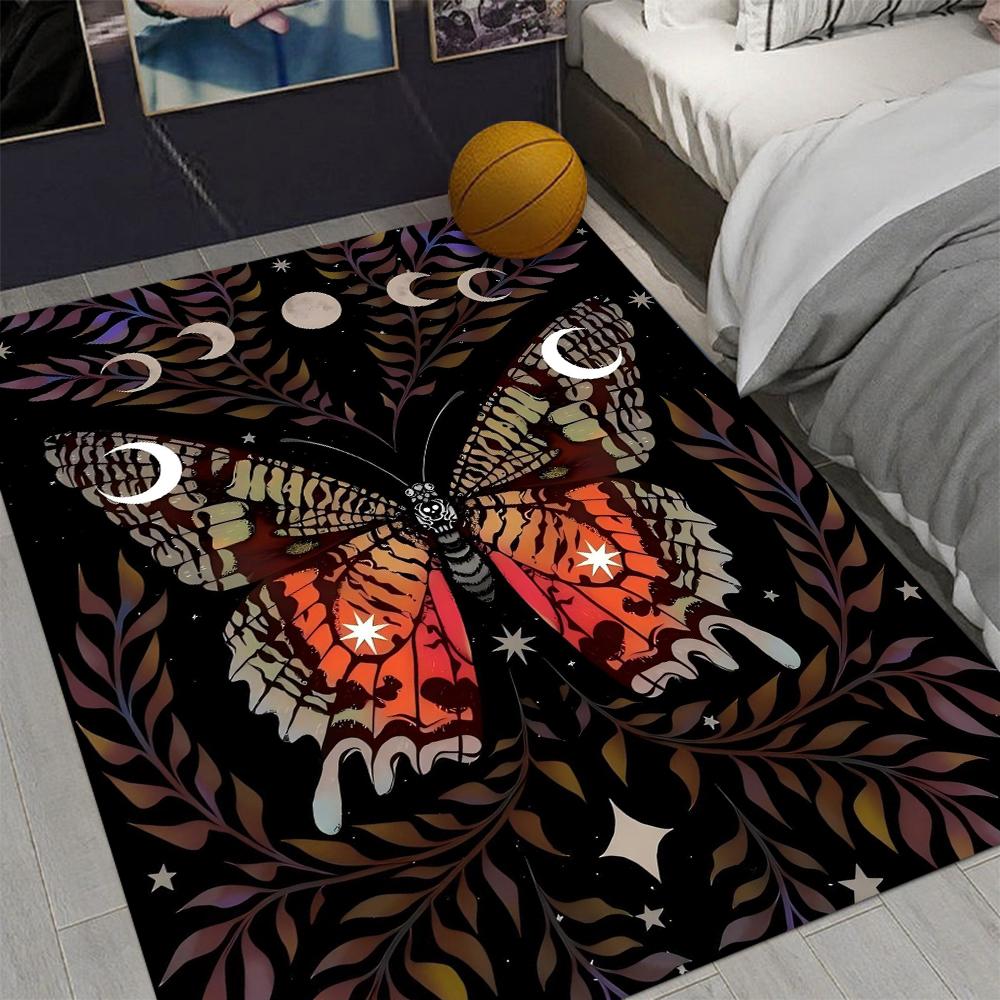 Mysterious Butterfly Plant  Area Rug for Home Living Room Bedroom Kitchen  Rug Non-slip Flannel Rug Machine Washable Floor Mat