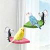 Percha para loro texturizada con hojas multicolor - Soporte antideslizante de resina con ventosa y percha para limar uñas