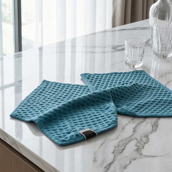 Dishwashing Rag, Double-Sided Waffle Microfiber Dish Scrubber, Stain Removing Dish Towel for Kitchen Counters Bars
