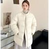 Winter 2025 New Fashion Versatile Crew Neck Down Cotton Jacket Thickened Medium and Long Warm Women's Jacket